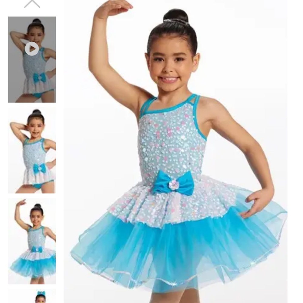 Weissman Blue and White Dance Costume with Tutu and Sequins